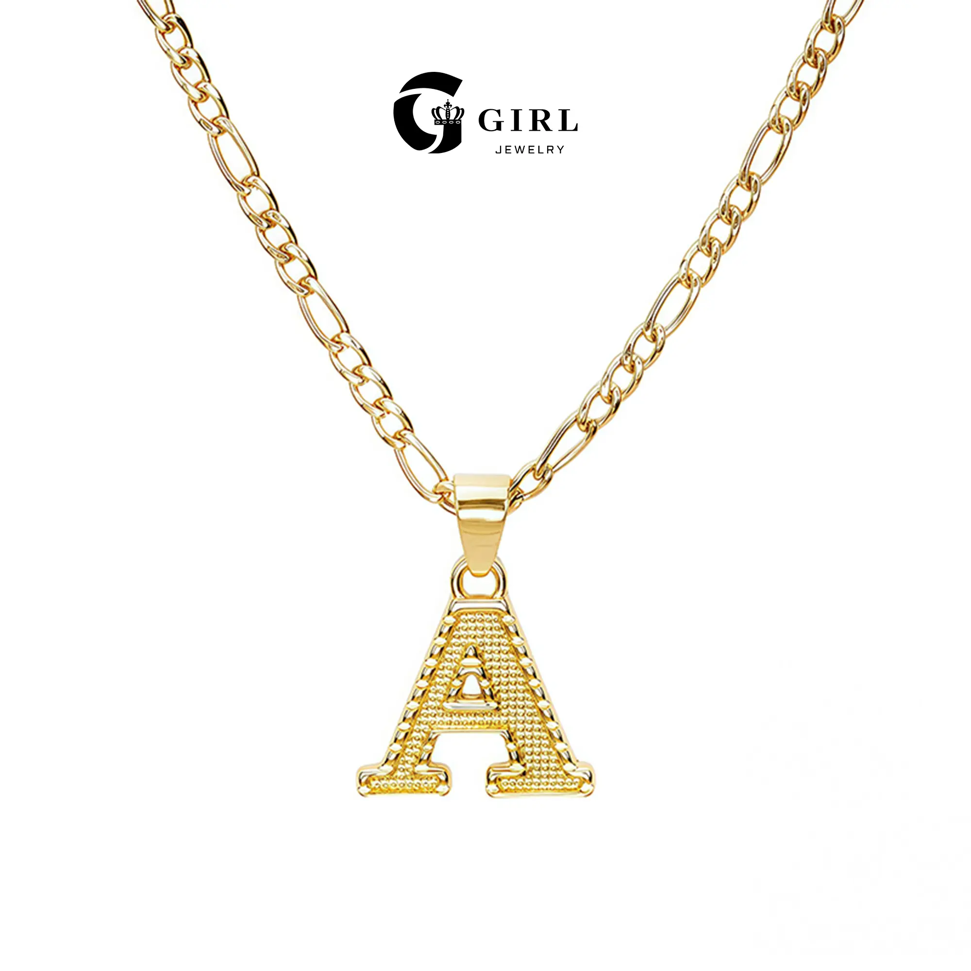 GGIRL Initial Necklace for Women Men Girls Boys, 18K Gold Plated Gothic  26 Letters Pendant Necklace Cuban Link Chain Fashion Jewelry Gift for Holiday Haul Christmas Birthdays Anniversaries