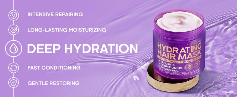 Hydrating Hair Mask for Damaged Hair - Keratin Hair Treatment w/ Argan & Coconut Oil | Biotin | Collagen - Deep Conditioner For Dry Hair, Hair Repair & Moisturizing Hair Mask for All Hair Types 10 Oz
