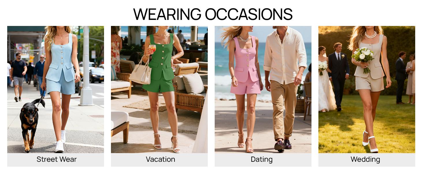 ZESICA Womens Summer Casual 2 Piece Suit Sets 2026 Sleeveless Blazer Vest Tops Shorts Business Work Office Outfits ZESICA Womens Summer Casual 2 Piece Suit Sets 2026 Sleeveless Blazer Vest Tops Shorts Business Work Office Outfits