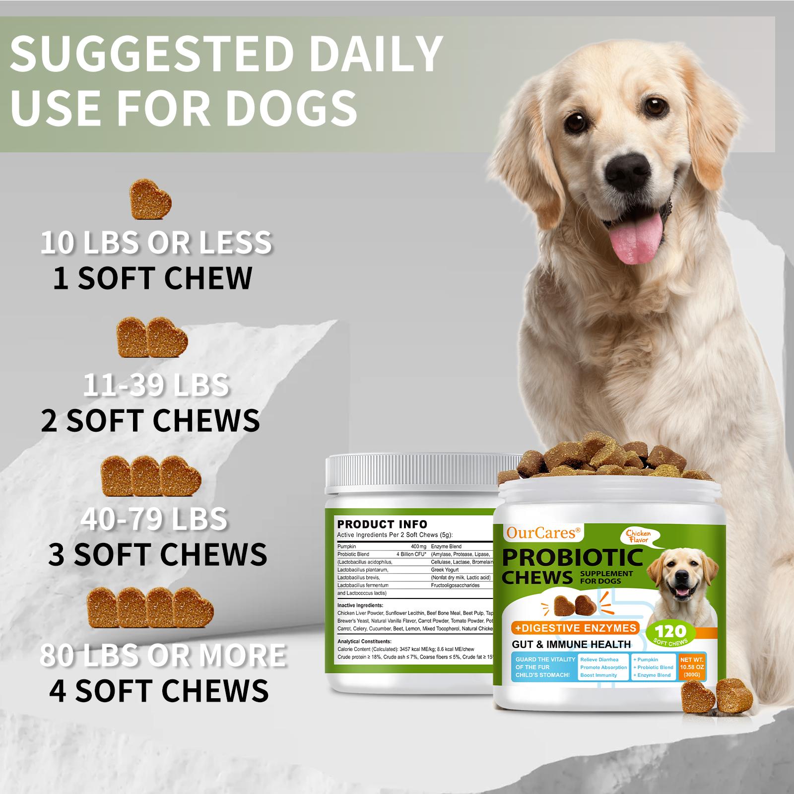 OurCares Probiotics for Dogs Support Gut Health Occasional Diarrhea Digestive Health & Seasonal Allergies Dog Probiotics Soft Chew for Pet Immune System Chicken 120 Soft Chews Pet Daily Chews Snacks OurCares Probiotics for Dogs Support Gut Health Occasional Diarrhea Digestive Health & Seasonal Allergies Dog Probiotics Soft Chew for Pet Immune System Chicken 120 Soft Chews Pet Daily Chews Snacks