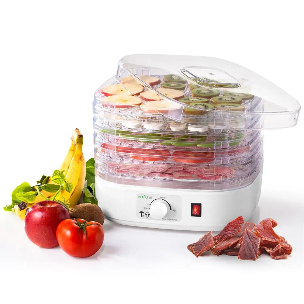 Electric Countertop Food Dehydrator - 5-Tier Food Preserver with Stackable Air-Flow Trays - Tabletop Kitchen Appliance for Fruits, Vegetables, Meat & Snack Prep - Kitchen Essentials