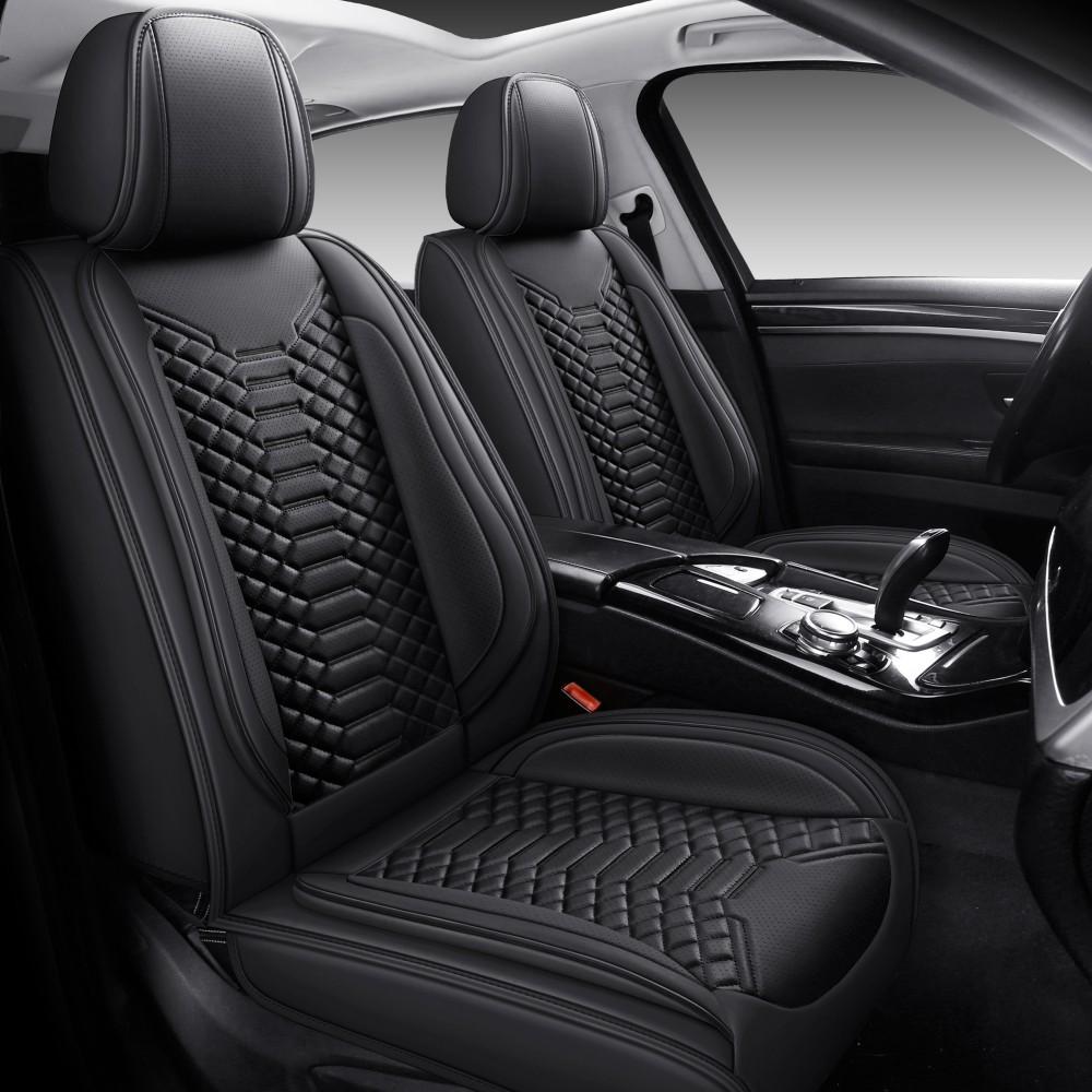 For Chevrolet Silverado GMC Sierra 1500/2500 HD/3500 HD Pickup Truck 2007-2025 Car Seat Covers, Soft Touch Premium Napa PU Leather Full Set Front Rear Seat Cushion Full Surround Design with Storage Bag, Breathable Non-Slip Waterproof Protector Pad Mat