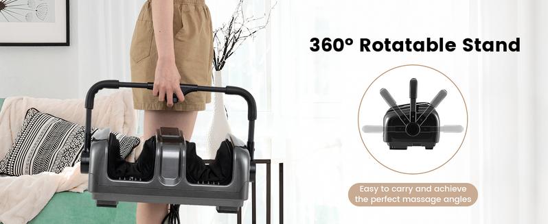 Costway Foot Massager with Heat, Remove Control, 2 Vibration Options, 5 Mode & 5 Compression Intensity, 360°Adjustable Stand, Electric Foot Massager, Shiatsu Feet Massager for Calf Arm Relax