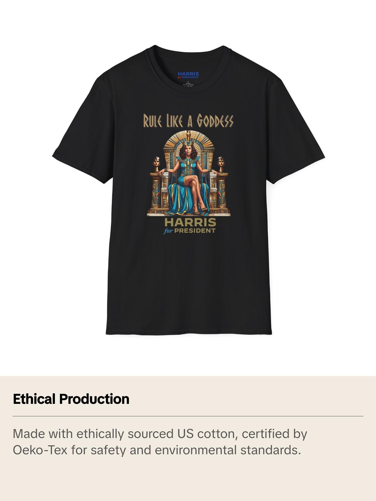 Kamala Harris "Rule Like a Goddess" Egyptian Queen T-Shirt - Bold Political Leadership Tee - Available in Multiple Colors Comfort Cotton Classic Fabric Menswear Top  Crewneck Tshirt