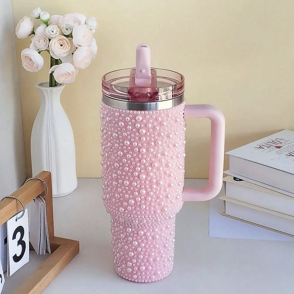 Multicolor 40oz (1200ml) Geometric Diamond Pearl Insulated Tumbler Flask - 304 Stainless Steel Double Wall Vacuum Water Bottle, Leak-Proof Straw Lid, Anti-Scalding, Explosion-Proof, 12h Cold Retention, 6h Hot Retention, Single Unit, US Local Warehouse, Pr