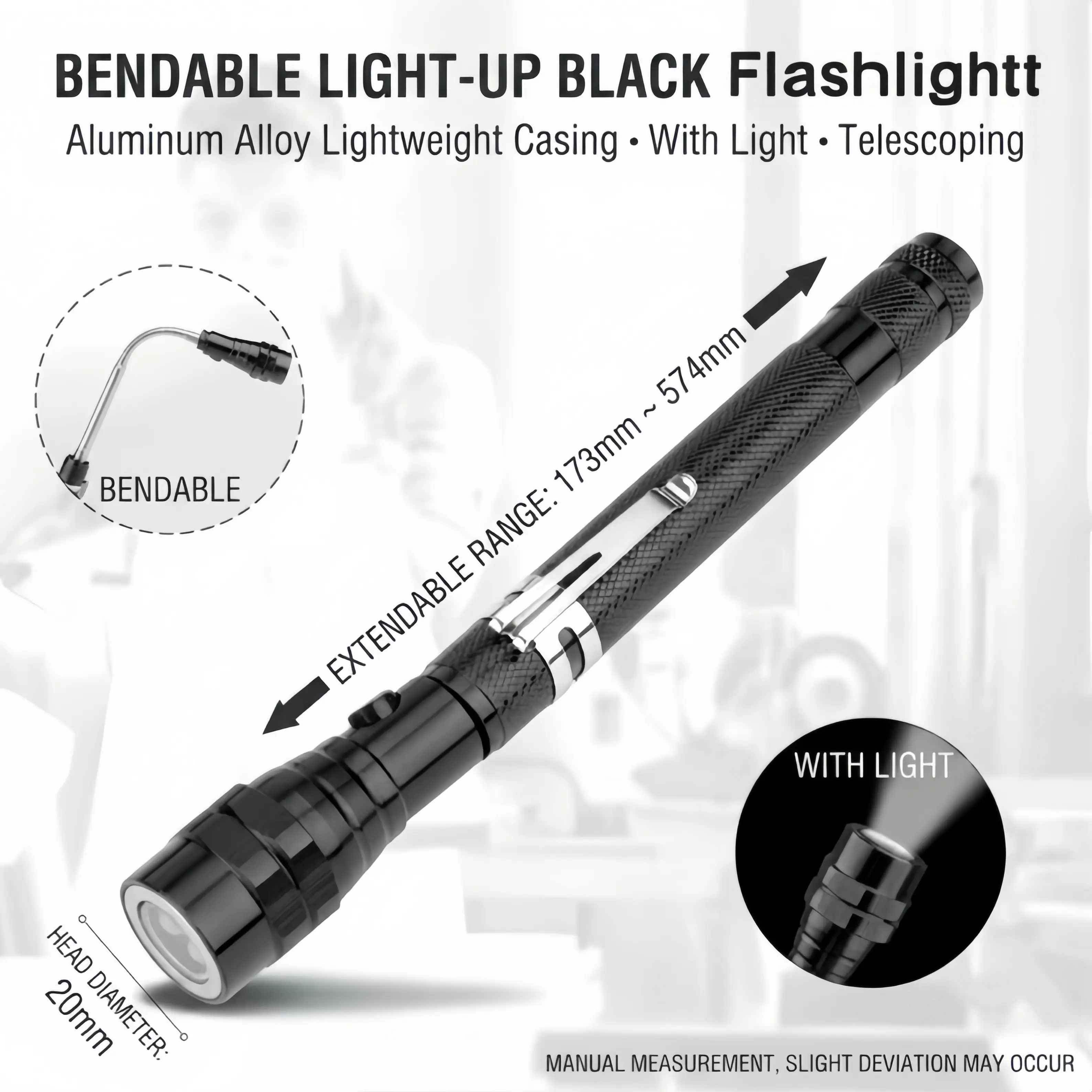 360° Hose Scalable Flashlight, Portable Tool with Adjustable Hose, Suitable for Mechanics, Outdoor Camping Exploration