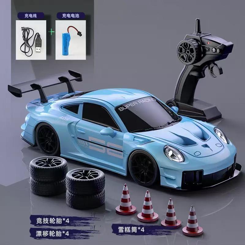RC Drift Car 2.4GHz 4WD Speed Adjustment LED Lights Extra Tires Obstacle Accessories Kids Racing Gift