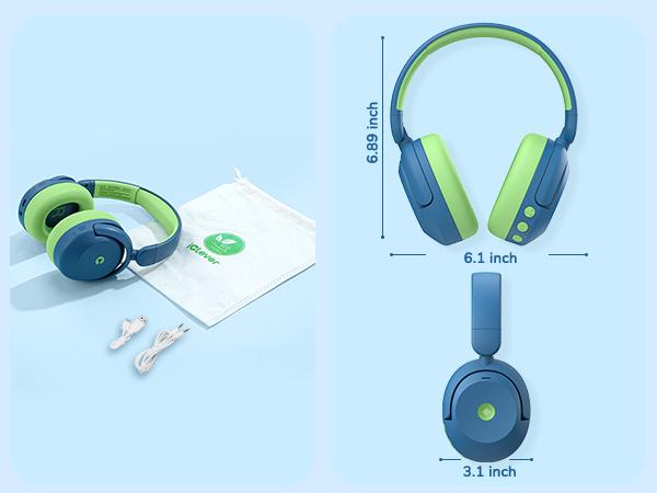iCleverKids BTH20 Active Noise Cancelling Headphones 60H Play Time 80dBA Volume Limit Bluetooth 5.4 Audio Headset Electronic