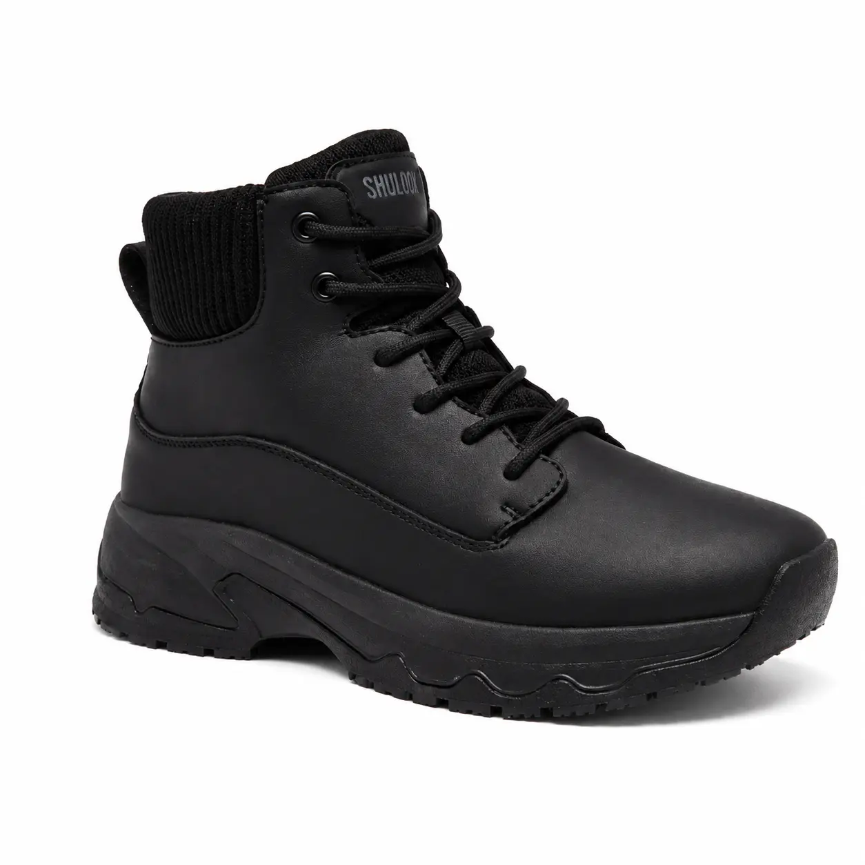 Non Slip Work Boots for Women Slip-Resistant Shoes Waterproof Food Service Chef Kitchen Restaurant Working Casual Comfortable Ankle Boot Outdoor Walking Booties Sneakers, Round Toe, Laces, Mid Cut, Cuban, Adjustable, Synthetic, Plain, Slip-Proof