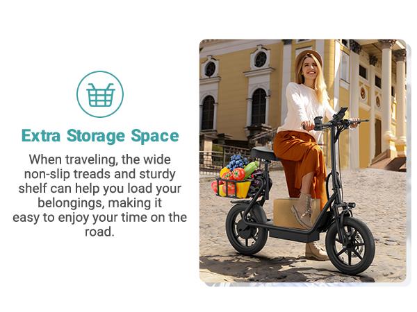 [AOVOPRO-VOLTVOGUE] ESBS Electric Scooter, Peak Power 750W, TopSpeed 22 mph, 10.5-22.5Ah, Driving Range 20-60 Miles,Rear Disc Brake + Electronic Brake, 14-inch Inflatable Tires.