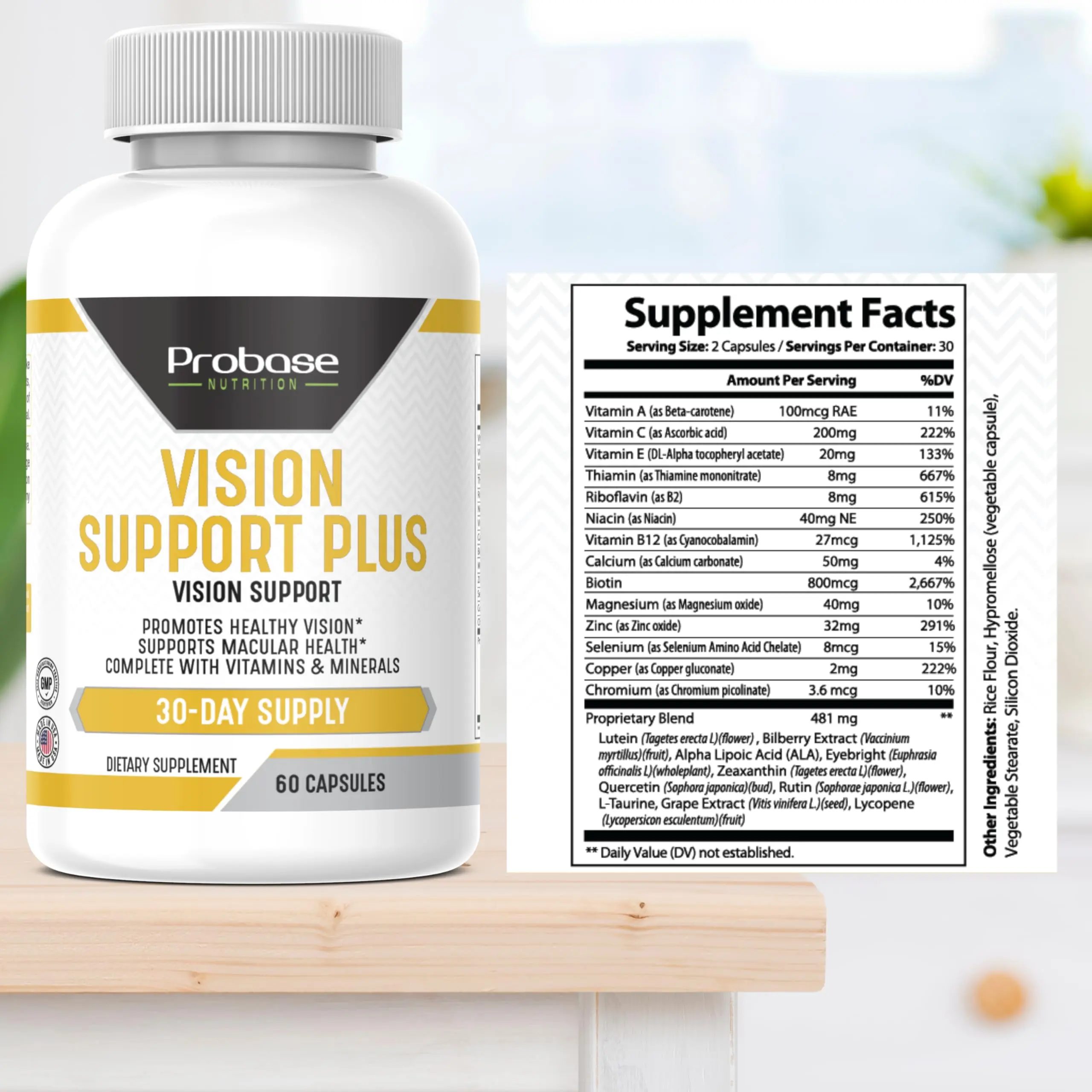 Probase Nutrition Vision Support Plus 60 Capsules 30-Day Supply ...