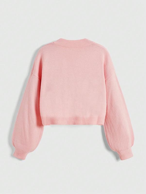 Strawberry Shortcake Women's Autumn/Winter Cute Cat Embroidery Front Button Cardigan