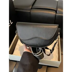 Women's Retro Solid Color Saddle Bag, Wide Shoulder Strap Messenger Bag, Fashionable Classic Popular Shoulder Bag, Suitable for Daily Outing, Fashionable Crossbody Bag, Shoulder Sling Bag, Handbag Shoulder Bag