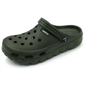 Amoji Unisex Purple Flat Garden Clogs Gardening Shoes Yard Slippers Slip In Closed Toe Clogs AA1521 Comfort Walking Shoes for Men & Women Casual House Slippers