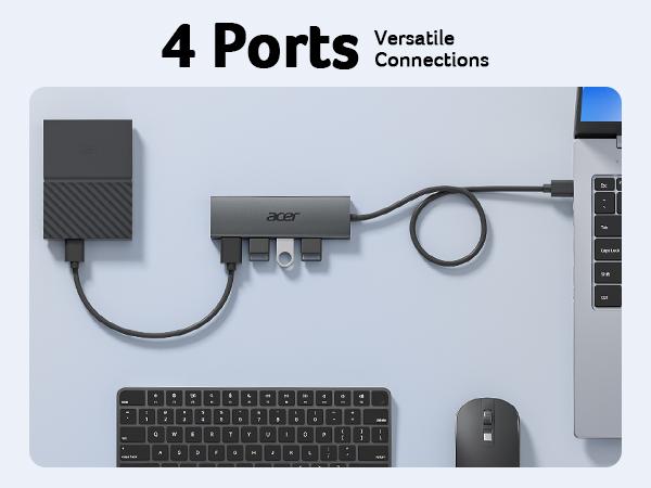 Acer USB Hub 4 Ports USB 3.0 with 5Gbps Data Transfer 2ft Cable Type C Power Port for Laptop PC Multiple USB 3.0 Hub USBA Splitter Acer USB Hub 4 Ports USB 3.0 with 5Gbps Data Transfer 2ft Cable Type C Power Port for Laptop PC Multiple USB 3.0 Hub USBA Splitter