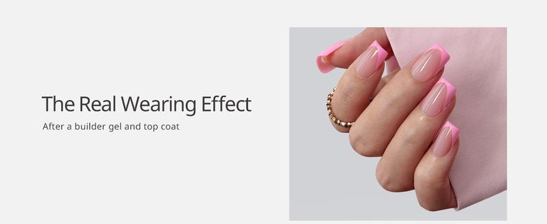 BTArtboxnails XCOATTIPS Press on Nails - 150pcs Pink Short Square or Almond French Tips, Pink Soft Gel False Nail, Soak Off Acrylic Fake Nails Extensions