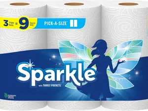 Sparkle Pick-A-Size Paper Towels, 3 Triple Rolls = 9 Regular Rolls, Everyday Value Paper Towel With Full And Half Sheets