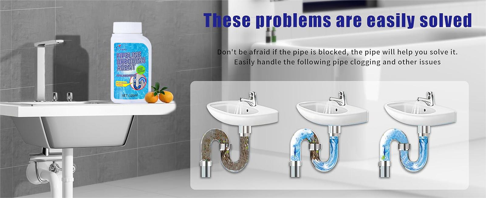 Liapu Powerful Pipe Dredging Agent for Kitchen and Toilet Pipelines - Dissolves 200+ Blockages and Kills 99% of Bacteria
