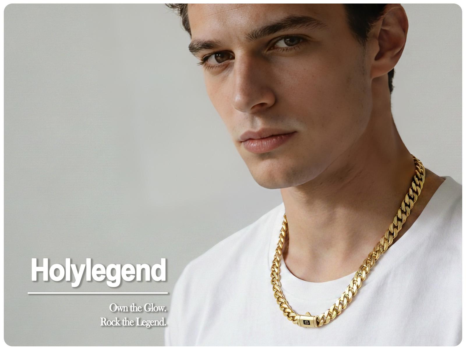 Holylegend 14K Real Gold-Plated Royal Monaco Cuban Necklace, Italian Jewelry for Men & Women, Gift for Fashion Lovers