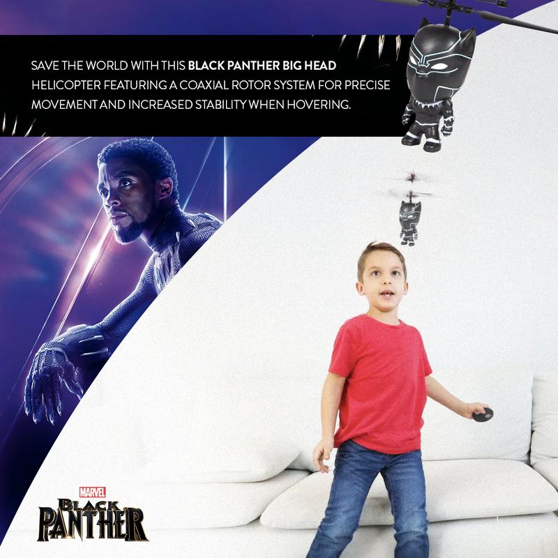 Marvel Big Head Remote Control Flying Helicopter Figures - SpiderMan Captain America Iron Man Hulk Deadpool Wolverine Black Panther - Marvel Licensed