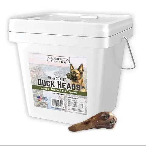 ALL AMERICAN CANINE 30-Count Duck Head Dental Chews - US-Made, Natural, Single-Ingredient Duck Protein, Low-Fat, Gluten-Free, Chewy Dried Digestible Dog Treats for Gum Health & Fresher Breath (Training Aid, Animal-Sourced)