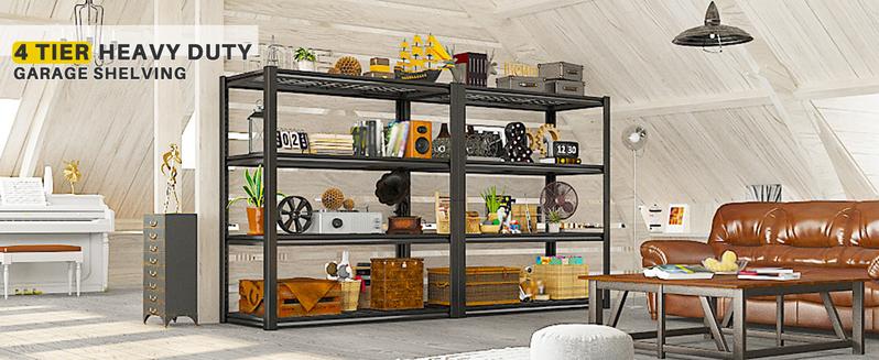 Raybee Heavy Duty Garage Shelves 5&4 Tier All Metal Wire Shelving Unit Height Adjustable Versatile Utility Shelf Rack for Warehouse Pantry Storage Store Organizer