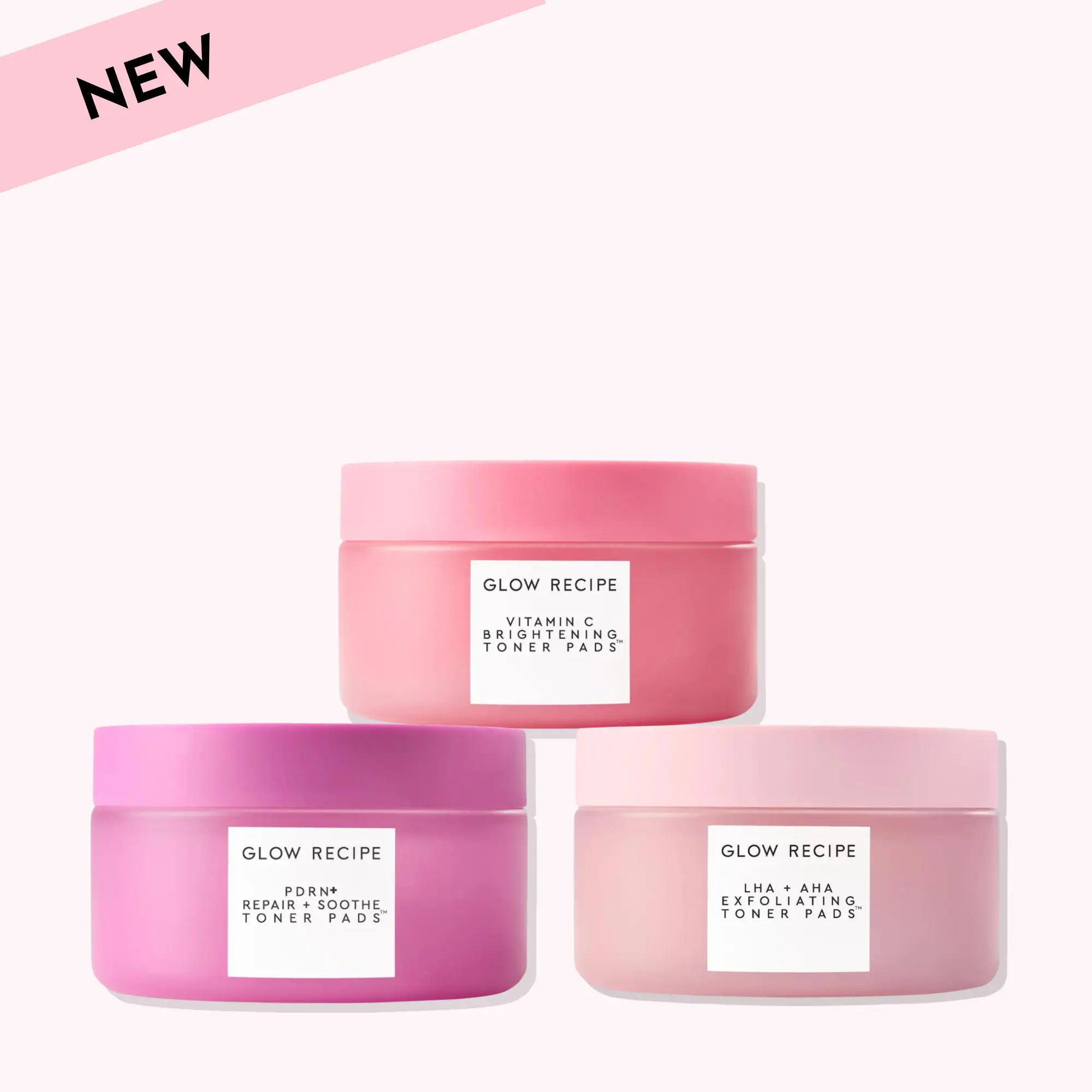 Glow Recipe Toner Pads Trio Bundle - Vegan Korean Skincare Multi-Masking Kit with Watermelon, Caffeine, AHA, Brightening, Hydrating, Soothing, Redness-Relief, Skin Repair Benefits, Vitamin C, Fragrance-Free for Daily Use
