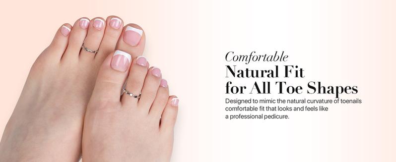 SXC Cosmetics X-Pro Tips French Tip Press On Toenails for Women – Acrylic Soft Gel System Starter Kit – Long-Lasting, Salon-Quality DIY False Toenails