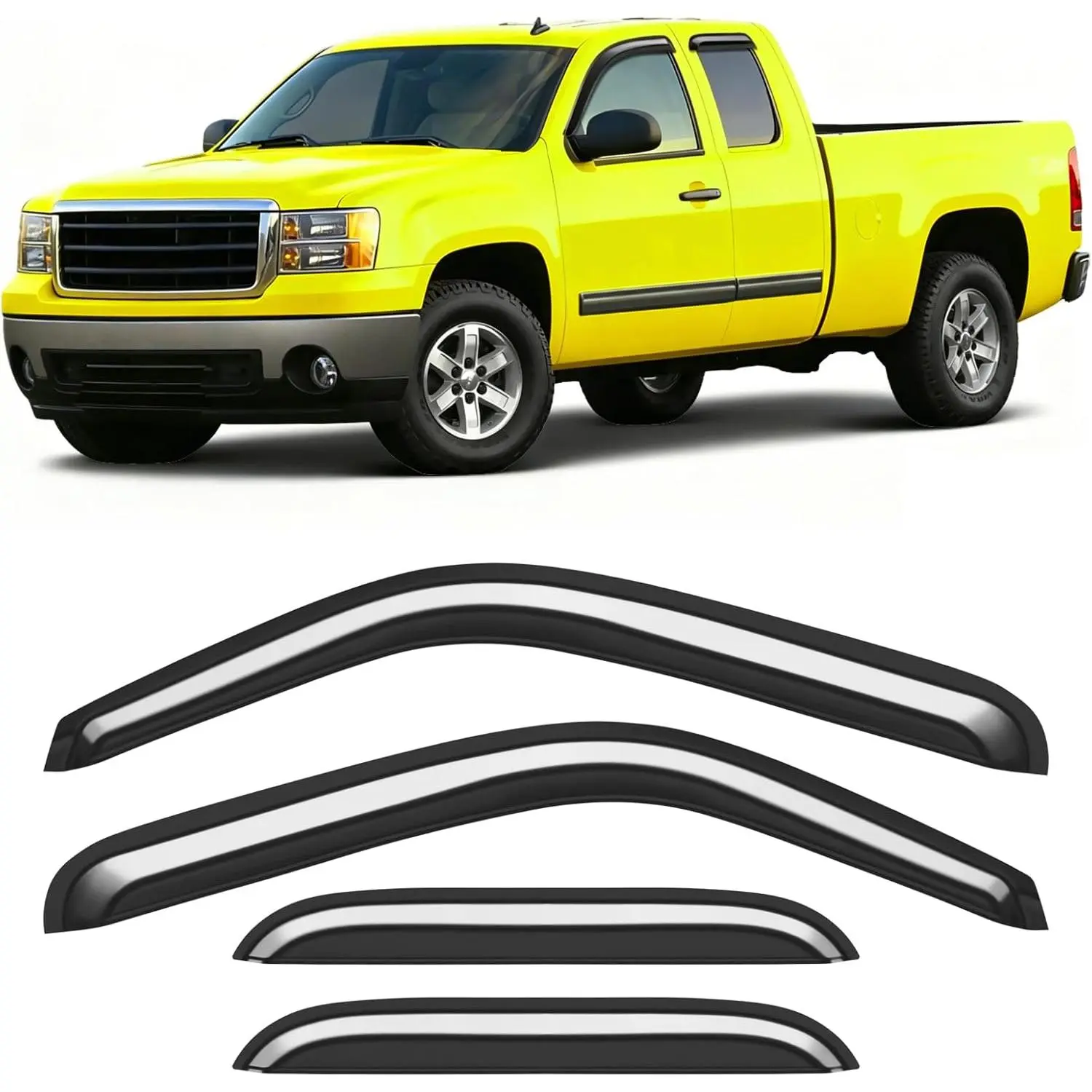 Tape-on Window Rain Guard for Chevy Silverado/GMC Sierra 1999-2006 Extended Cab Extra-Thick Rain Guards Side Truck Window Visors Vent Visor Window Deflectors Vent Shades Car Accessories