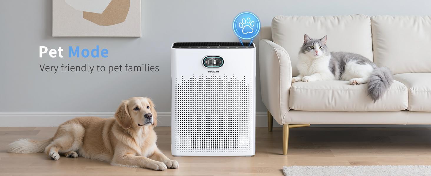 TeraAire HEPA Air Purifier for Home - 2200 Ft² Coverage, PM2.5 Monitor, Pet Mode, Timer, Washable Pre-Filter, Reduces Smoke, Odor, Dander, Pollen, Aromatherapy Function, Ultra-Quiet Sleep Mode