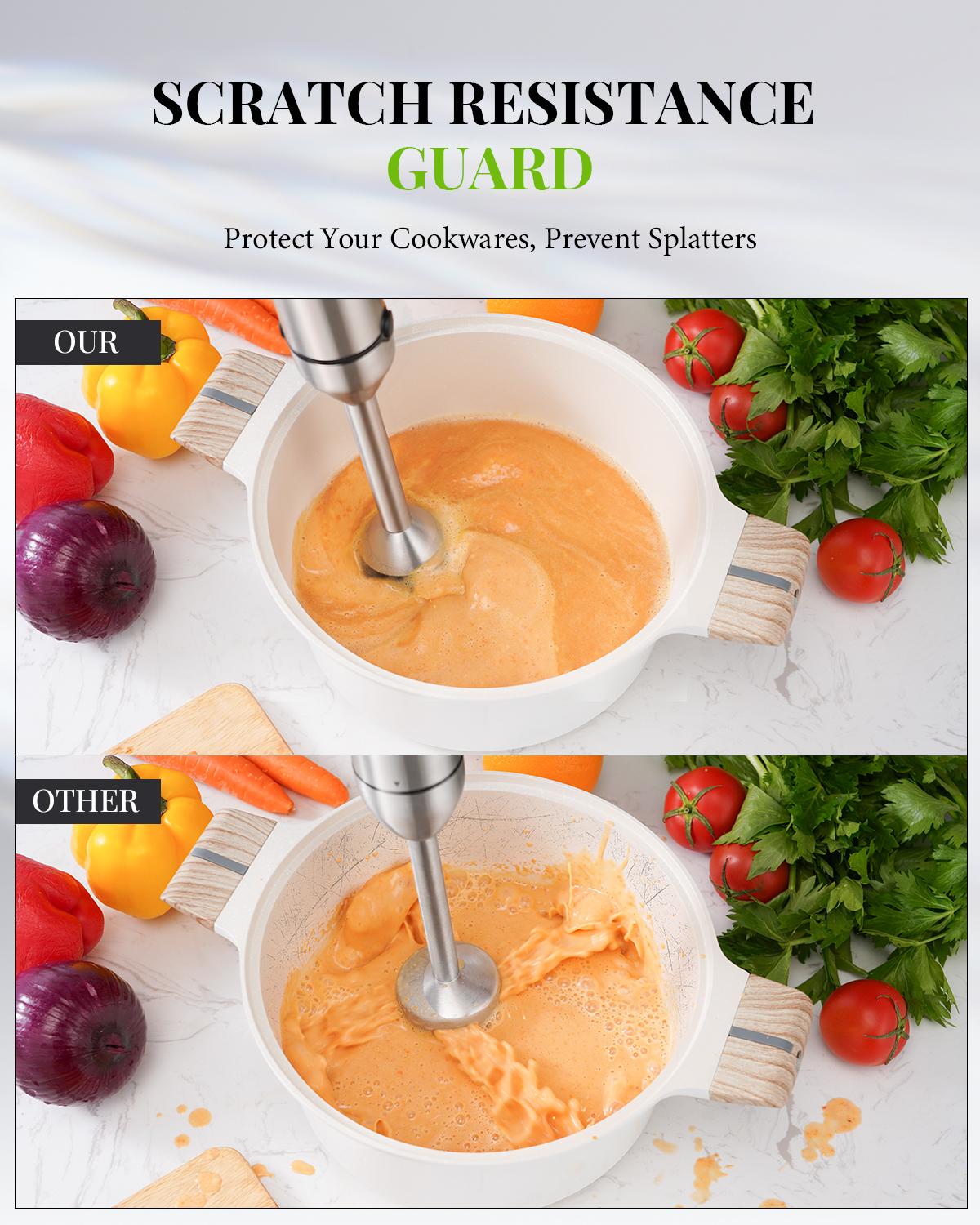 【6 in 1】Hand Blender Immersion Handheld Blender Mixer 20-Speed, Scratch Resistance Emulsion Stick Blender with Dough Hooks Egg Beaters Whisk Beaker Chopper, Best Gift