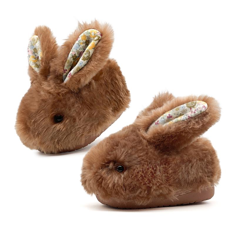 Lumubby Toddler Bunny Slippers for Girls and Boys Soft Plush Non-Slip Warm Winter Indoor Shoes with 3D Eyes and Ears Adorable Design
