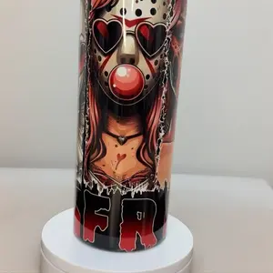 20oz Thumbler Christmas BFF Gift - Unique Design with Heart Accents and Bold Red Lettering for Festive Season