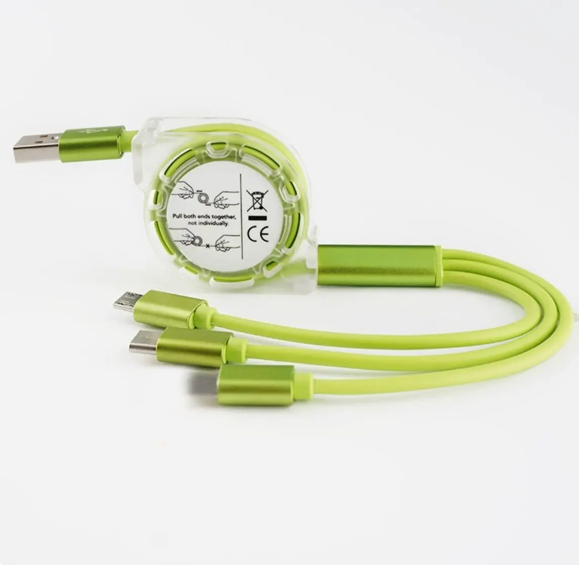 Usb Charging Cord for Cell Phones, 3-In-1 Retractable 1M Braided Cable with Type-C And Micro Usb, 3A Fast Charging Design Suitable for Daily Use And Outdoor Travel