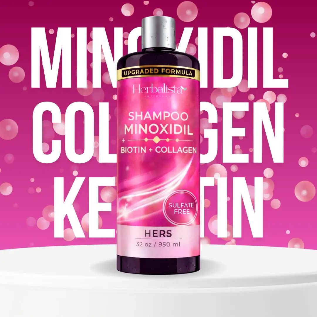 Herbalista - Viral Minoxidil | Keratin | Collagen Shampoo For Women 32oz (950ML) For Her - Rose Petals + Mint Aroma -  Alcohol-Free, Oil-Free Formula for Hair Growth & Hair Loss Prevention - Volumizing, Moisturizing, Unisex - Haircare
