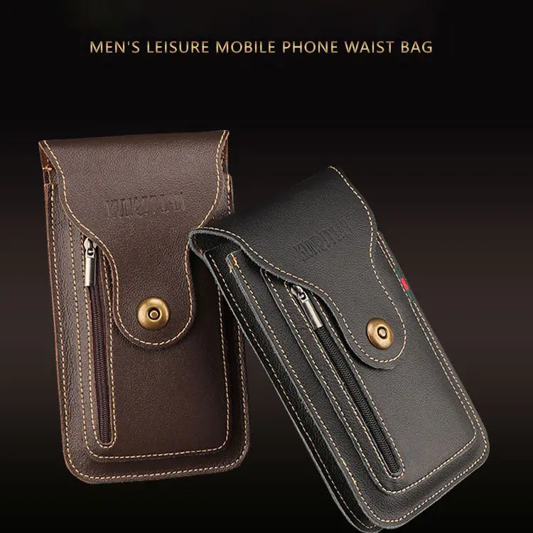 New leather Mobile Phone Waist Bag with Belt PU Leather Multifunctional Solid Dual Pocket for Men's Outdoor Construction Site Use phone case for iphone 14/15/16 pro max plus Sumsung Galaxy S24/S23 A54/A14 Z Fold/Z Flip, Pouch Holder, Waist Bag Holder