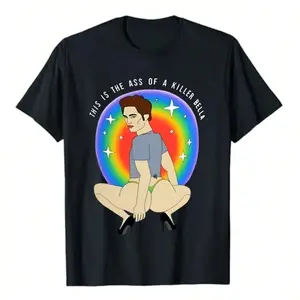 Funny T Shirts For Men, This Is The Ass Of A Killer Bella Retro Shirt, Inappropriate Shirt, Funny Meme Shirt, Offensive Shirt  Streetwear Casual Crewneck Top Round Neck Menswear Fitness Natural Short Black SleevesFashion Unisex T-shirts M-5XL