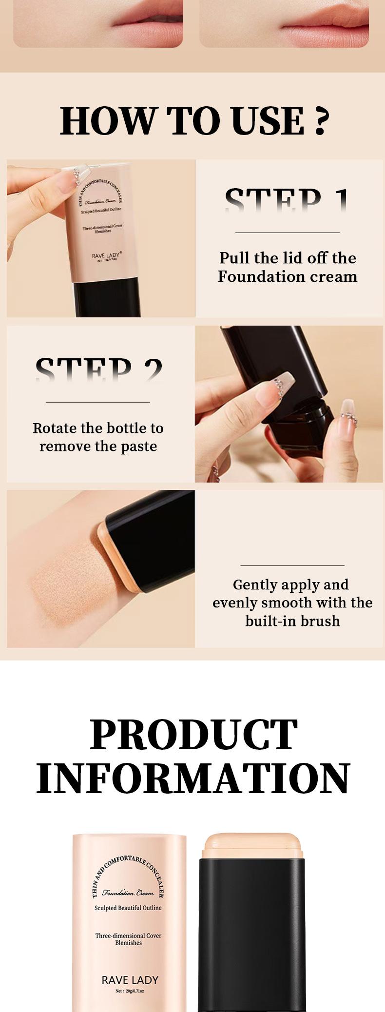 2-In-1 Concealer Foundation Stick, Covers Dark Circles, Waterproof Sweatproof Makeup, Flawless Daily Use, Long-Lasting Coverage, Concealer Foundation Hybrid 2-In-1 Concealer Foundation Stick, Covers Dark Circles, Waterproof Sweatproof Makeup, Flawless Daily Use, Long-Lasting Coverage, Concealer Foundation Hybrid