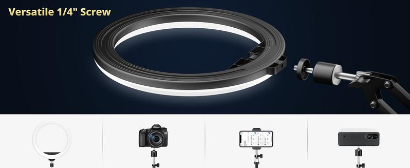 UBeesize 10" Ring Light Kit with Overhead Phone Mount, LED Selfie Light with Stand and Phone Holder, Desk Light for iPhone, Desk Tripod for Video Recording, YouTube, TikTok, Live Stream, Cooking, Vlog, Makeup, Nail Art & Drawing for Artists