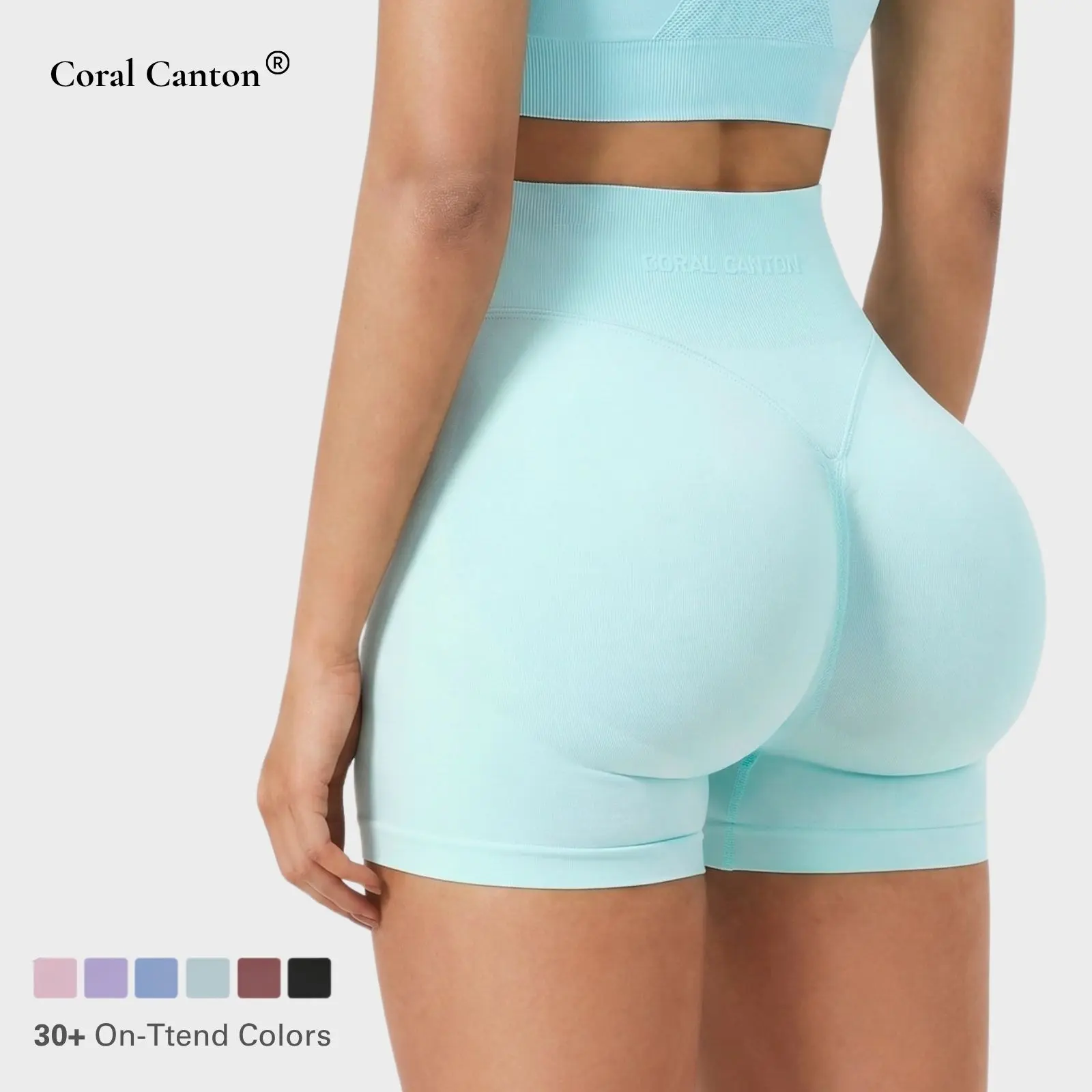 Coral Canton Sports Shorts High Waistband Butt Lifting BackToSchool