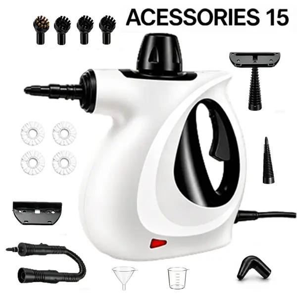 Multifunctional Pressurized Steam Cleaner - 2026 1050W High-Power High-Pressure Handheld All-Natural Family-Safe Chemical-Free Deep Cleaner for Home Kitchen/Bathroom with 15 Accessories Including Nylon Brush, Multifunctional Steam Cleaner, Handheld Steam