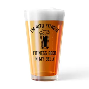 Im Into Fitness Beer In My Mouth Pint Glass Funny Sarcastic Drinking Gym Joke Novelty Cup-16 oz Funny Drinking Glasses Beer  Funny Sarcastic  Novelty Drinking Glasses White Standard