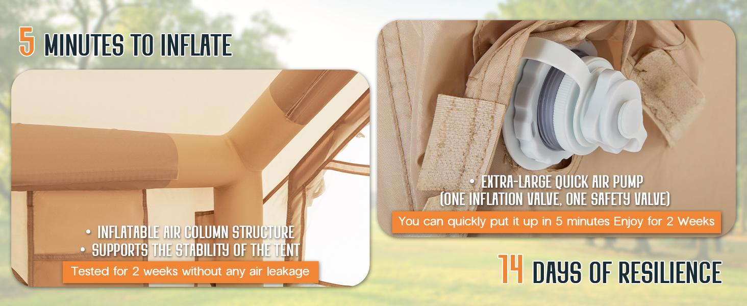 AMERLIFE Inflatable Tent for Camping, Large Blow Up Tent with Easy Setup Pump, Skylight, Stove Jack, Doors, Waterproof Oxford Outdoor Cabin, Ideal for Family, Emergency Shelter, Glamping AMERLIFE Inflatable Tent for Camping, Large Blow Up Tent with Easy Setup Pump, Skylight, Stove Jack, Doors, Waterproof Oxford Outdoor Cabin, Ideal for Family, Emergency Shelter, Glamping