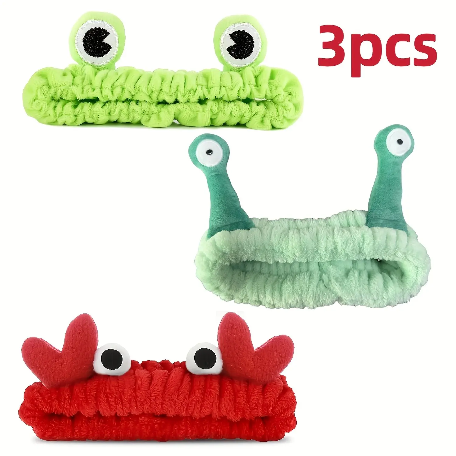 Cute Spa Hair Bands Set, 3 Soft Polyester Elastic Hair Bands with Cartoon Animal Patterns, Non-Slip Headbands for Makeup, Bathing, Skincare, Non Slip Hairbands