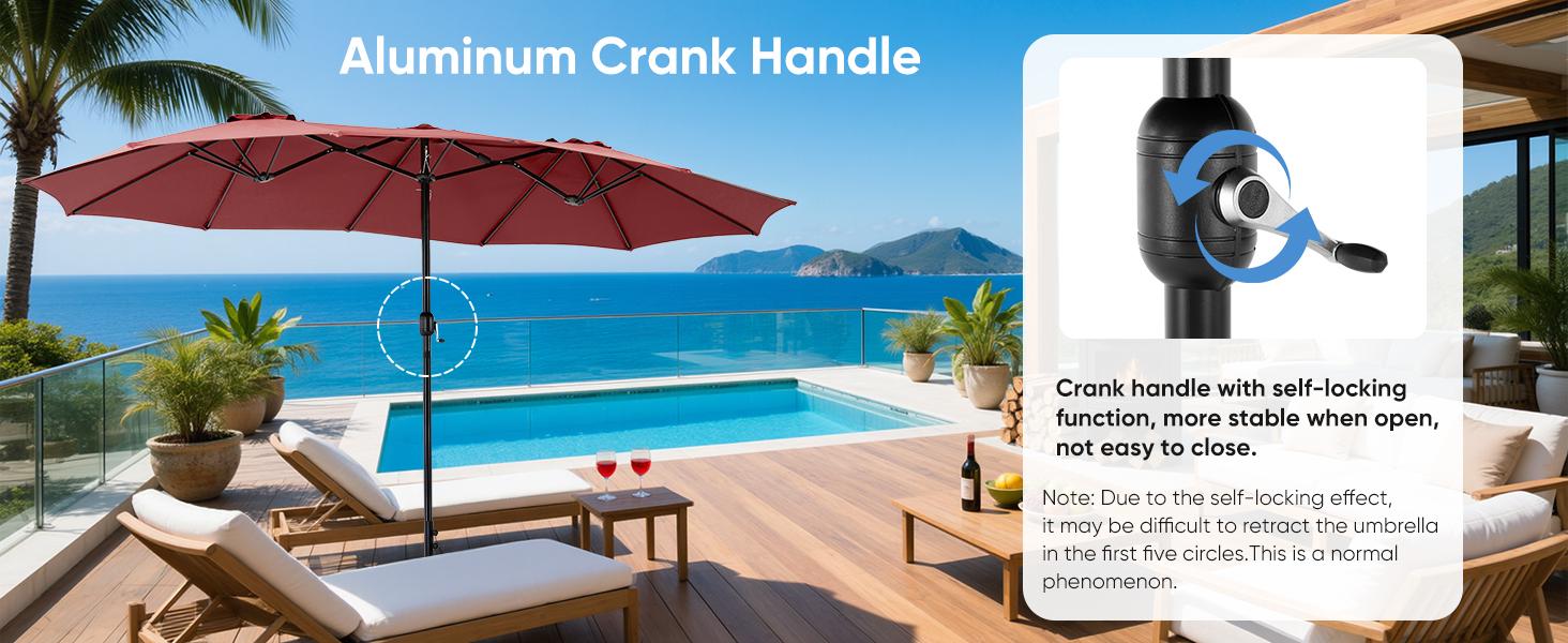 15ft Large Patio Umbrella with Base Included, Rectangle Table Umbrella Outdoor Patio, Outside Umbrellas for Deck, Market, Backyard