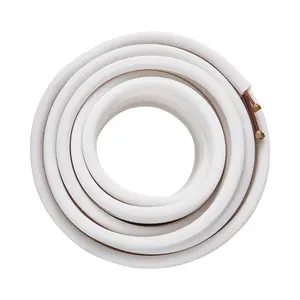 50FT Mini Split Line Set, 1/4" & 3/8" O.D Copper Pipes Tubing and Triple-Layer Insulation, for Mini Split Air Conditioning Refrigerant or Heating Pump Equipment & HVAC with Wrapping Strips.