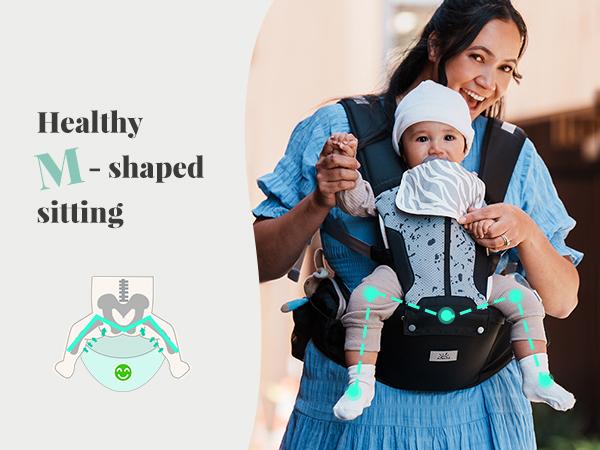 Baby Carrier, Safety-Certified 6-in-1 Baby Carrier Newborn to Toddler, Adjustable Detachable Infant Baby Hip Seat Carrier for 7-50lbs, All Seasons, Perfect for Shopping Travelling./bck01