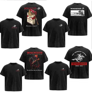 Collection Winchester Men's WASHED Shirt, American Legend, 1866 AmmoBox Graphic, Lever Action Rifle Print, Vintage HuntingApparel, Gun Enthusiast Gift, Cotton Short Sleeve, CowboyWestern Style tees