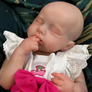 Reborn Doll 18 Inches 45 cm Soft Silicone Lifelike Feel Closed Eye Sleeping Design Newborn Girl Doll with Birth Certificate and Clothing Perfect Gift Rebornbabydoll