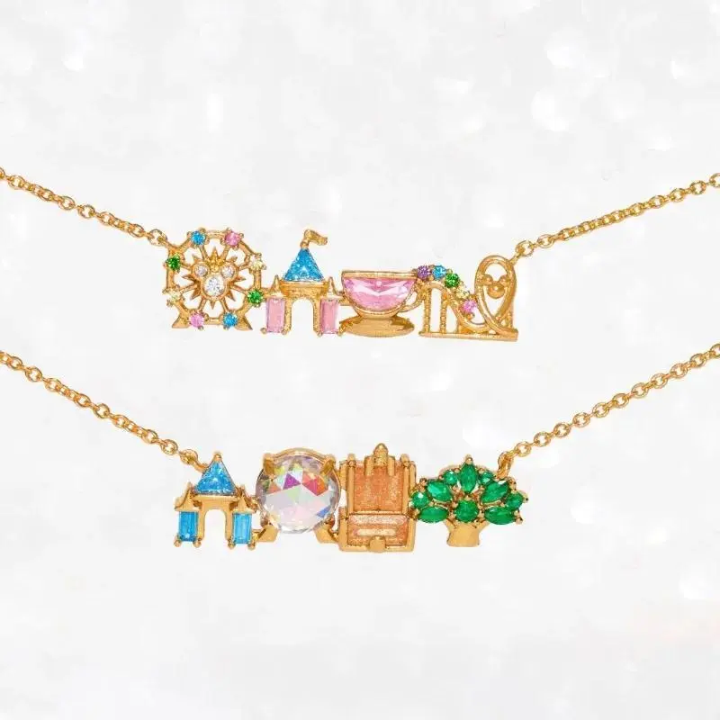 Colorful Zircon Castle Charm Necklace for Women and Girls, Whimsical Pendant Jewelry, Meaningful Gifts